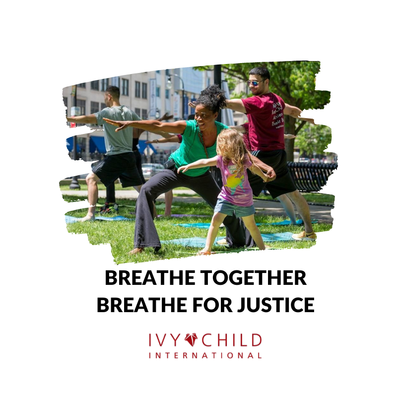 Yoga Image with Slogan of Breathe Together Breathe for Justice