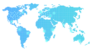 World Map With Blue Color Country Outline